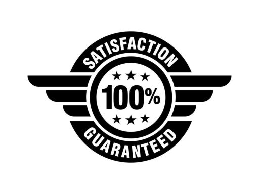 1. Vector illustration of a 100% satisfaction guaranteed badge for Epic Windscreens automotive glass products and services.